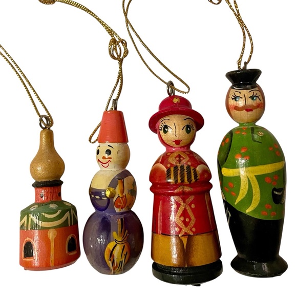 COPY - RUSSIAN HAND PAINTED ornaments (4) - colorful collection - wooden and in… - Picture 1 of 11